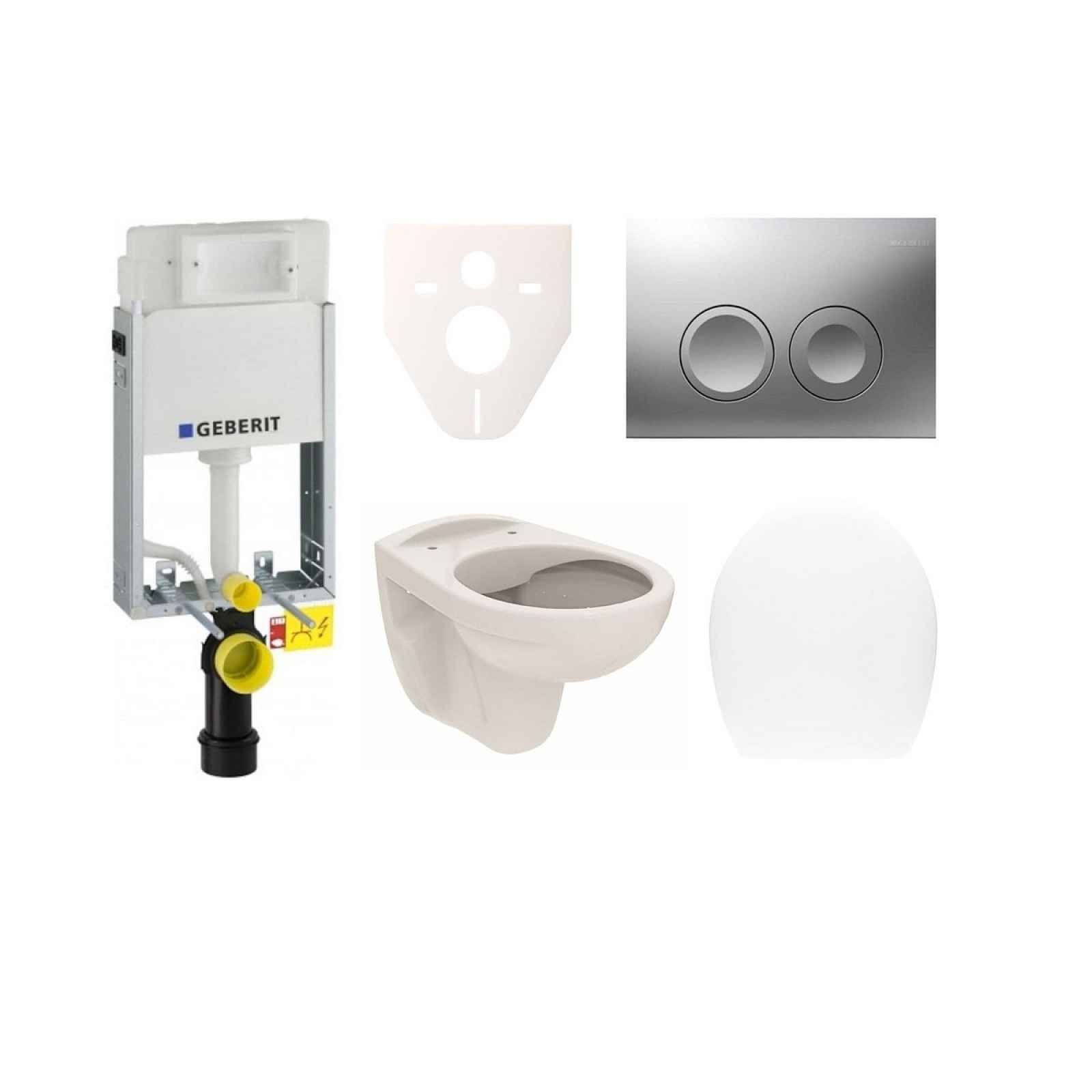 Závěsný set WC S-Line Pro, nádržka Geberit Kombifix, tlačítko CR mat SIKOGE1U3