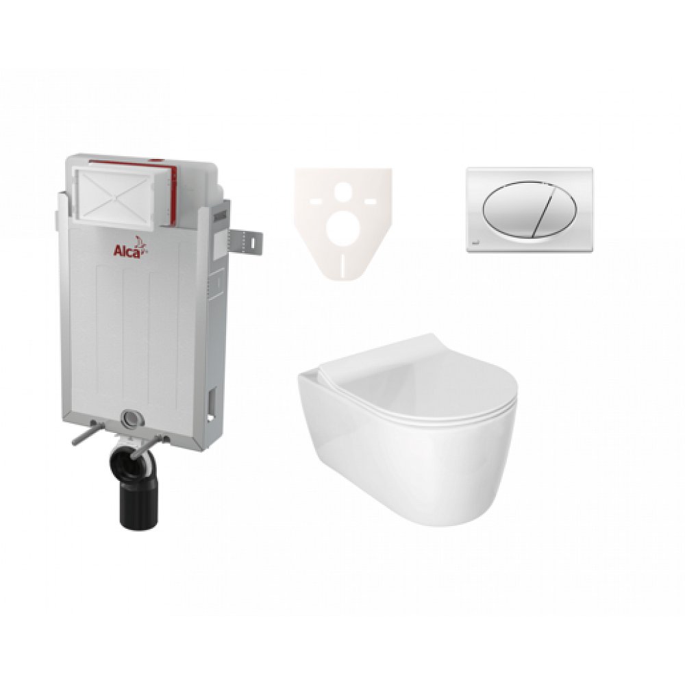 Závěsný set WC ALFA rim-ex, nádržka Alcaplast Renovmodul, tlačítko chrom lesk SIKOAA2