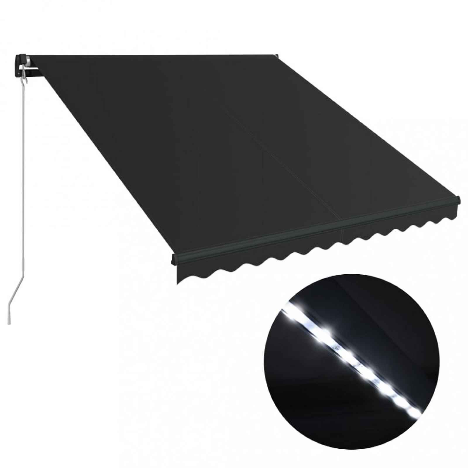 Ručně zatahovací markýza s LED světlem 350x250 cm Dekorhome Antracit