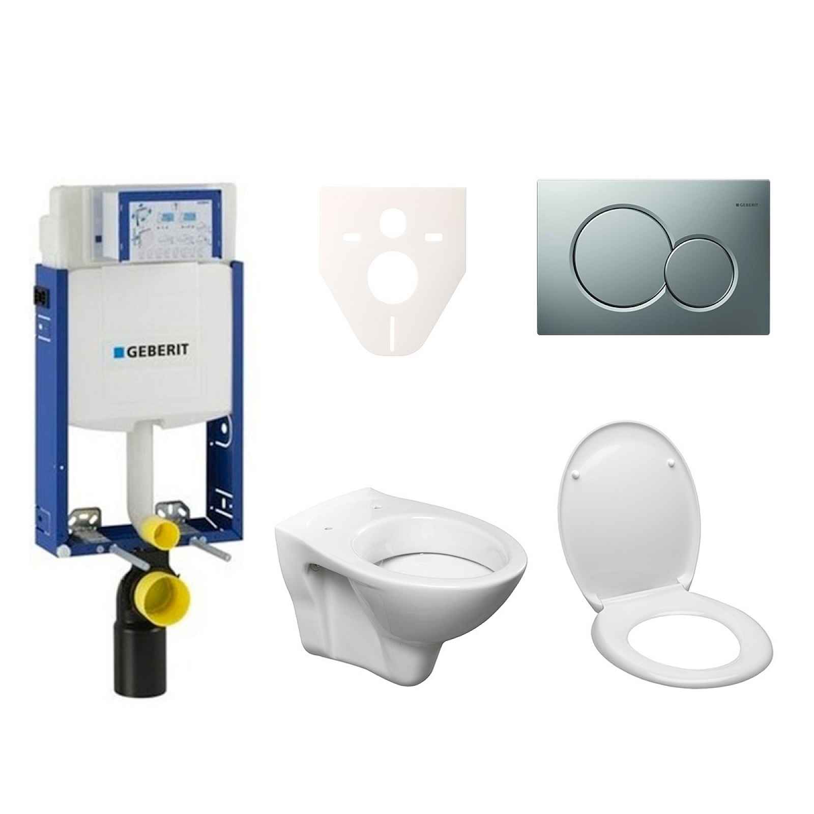 Závěsný set WC S-line + modul Geberit Kombifix s tlačítkem Sigma 01 chrom mat 110.302.00.5 ND3