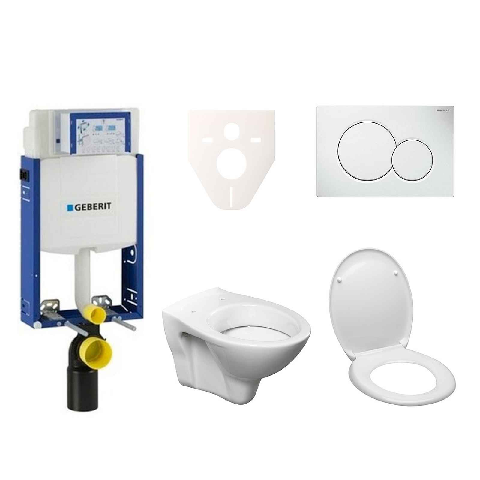 Závěsný set WC S-line + modul Geberit Kombifix s tlačítkem Sigma 01 (bílé) 110.302.00.5 ND1