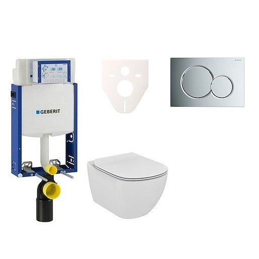 Závěsný set WC Ideal Standard Tesi + modul Geberit Kombifix s tlačítkem Sigma 01 chrom 110.302.00.5 NF2