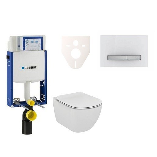 Závěsný set WC TESI Rimless + modul Geberit Kombifix s tlačítkem Sigma 50 (alpská bílá) 110.302.00.5 NE8