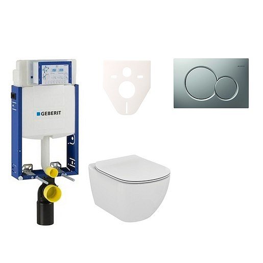 Závěsný set WC Ideal Standard Tesi + modul Geberit Kombifix s tlačítkem Sigma 01 chrom mat 110.302.00.5 NF3