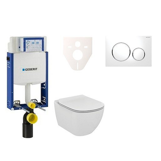 Závěsný set WC Ideal Standard Tesi + modul Geberit Kombifix s tlačítkem Sigma 20 (bílá/chrom lesk) 110.302.00.5 NF4