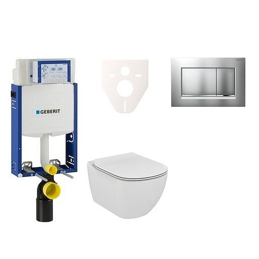 Závěsný set WC Ideal Standard Tesi + modul Geberit Kombifix s tlačítkem Sigma 30 (chrom mat/lesk) 110.302.00.5 NF7