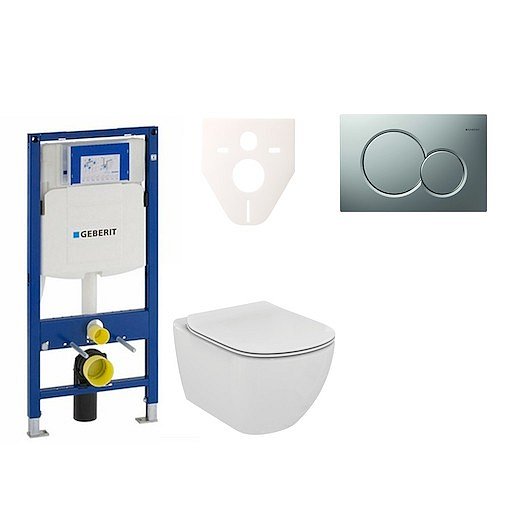 Závěsný set WC TESI Rimless + modul Geberit Duofix s tlačítkem Sigma 01 chrom mat 111.300.00.5 NE3