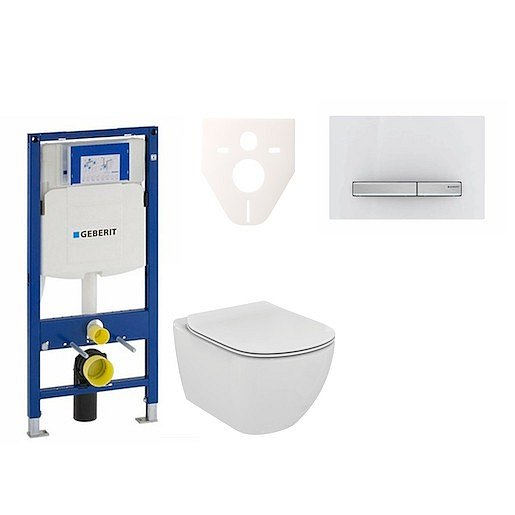 Závěsný set WC TESI Rimless + modul Geberit Duofix s tlačítkem Sigma 50 (alpská bílá) 111.300.00.5 NE8