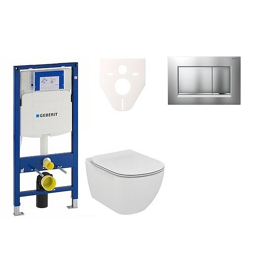 Závěsný set WC Ideal Standard Tesi + modul Geberit Duofix s tlačítkem Sigma 30 (chrom mat/lesk) 111.300.00.5 NF7