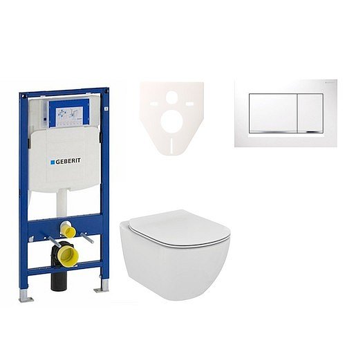 Závěsný set WC Ideal Standard Tesi + modul Geberit Duofix s tlačítkem Sigma 30 (bílá/chrom lesk) 111.300.00.5 NF5