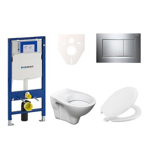 Závěsný set WC S-line + modul Geberit Duofix s tlačítkem Sigma 30 (chrom lesk/mat) 111.300.00.5 NR6