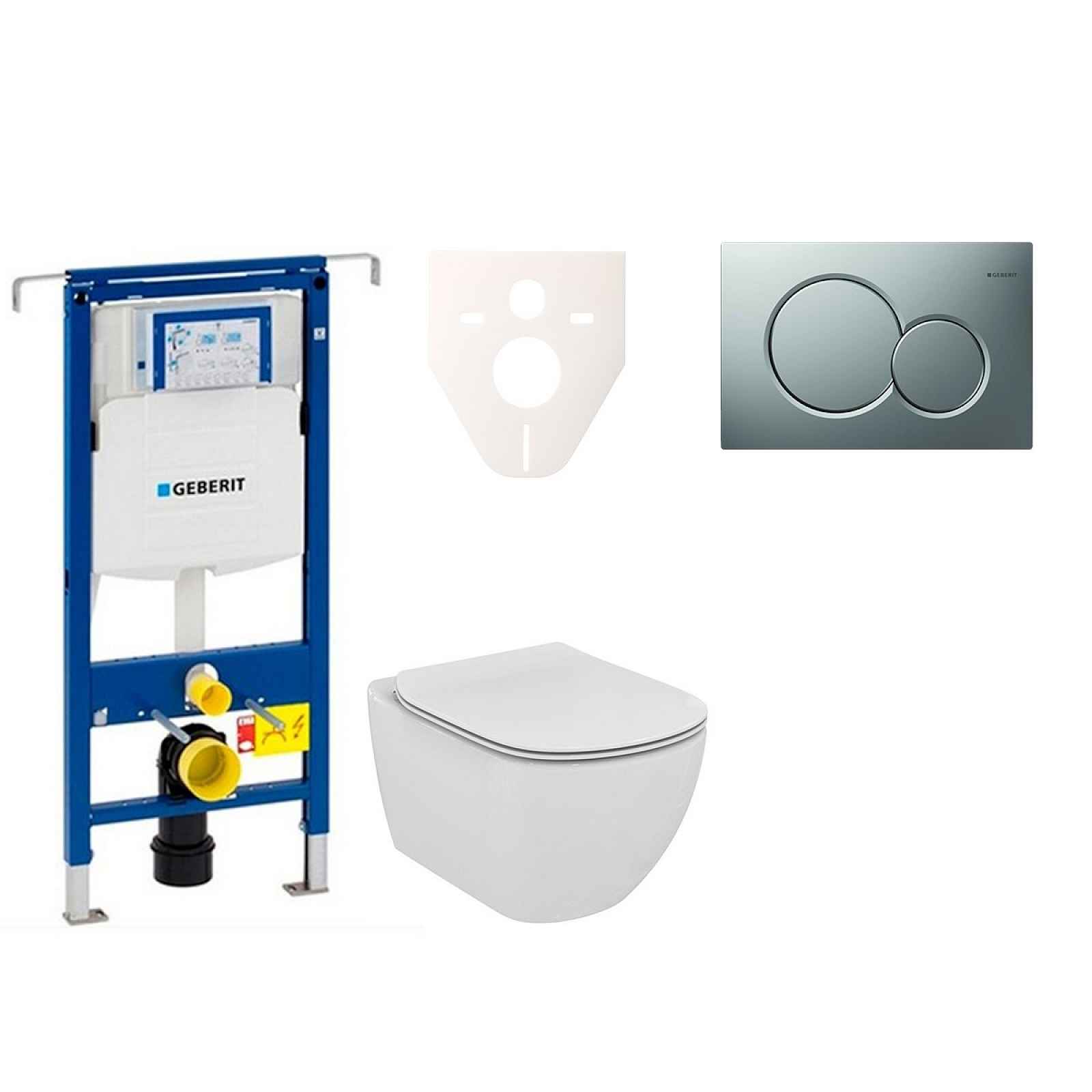 Závěsný set WC Ideal Standard Tesi + modul Geberit Duofix Speciál s tlačítkem Sigma 01 chrom mat 111.355.00.5 NF3