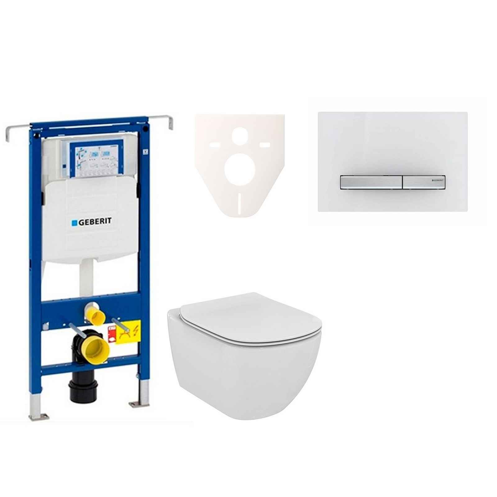 Závěsný set WC Ideal Standard Tesi + modul Geberit Duofix Speciál s tlačítkem Sigma 50 (alpská bílá) 111.355.00.5 NF8