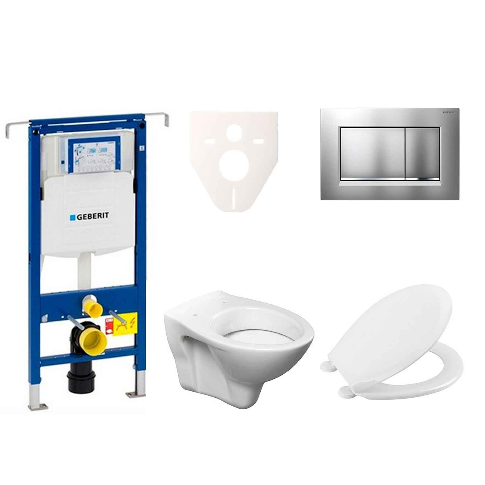 Závěsný set WC S-line + modul Geberit Duofix Speciál s tlačítkem Sigma 30 (chrom mat/lesk) 111.355.00.5 NR7