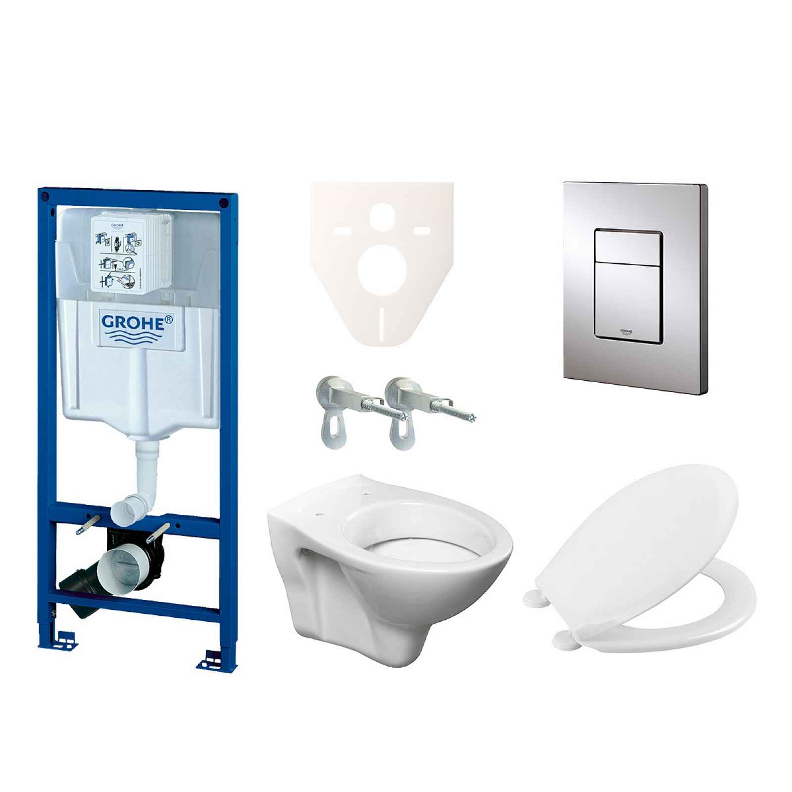 Závěsný set WC S-line + modul Grohe Rapid SL s tlačítkem Grohe Cosmo (chrom) 38528SET-KR