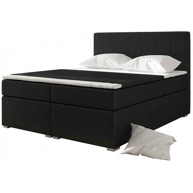 Boxspring HIRSUTA 05 180x200,  černá ekokůže