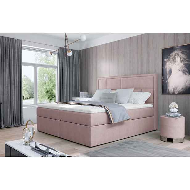 Boxspring BARBARIO 22 140x200, růžová látka