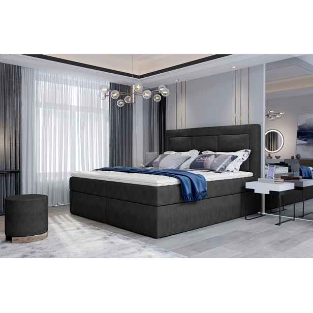 Boxspring KORBELA 06 140x200, tmavě šedá látka