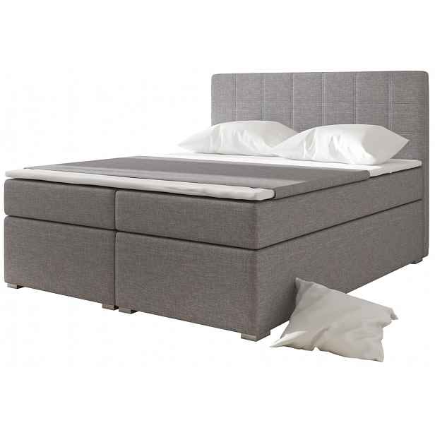 Boxspring HIRSUTA 03 180x200,  světle šedá látka