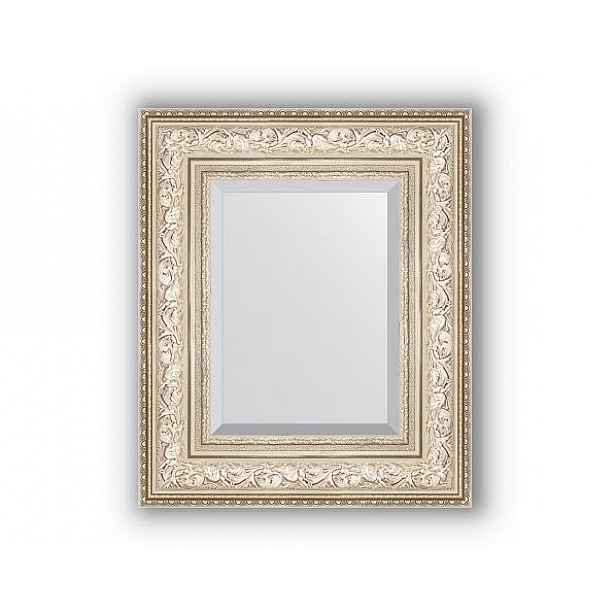 Zrcadlo s fazetou v rámu, stříbrný ornament BY 3374 50x60 cm
