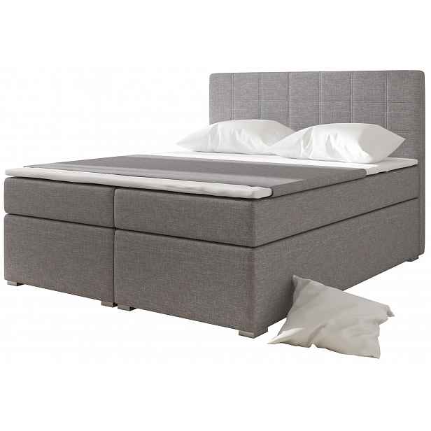 Boxspring HIRSUTA 03 140x200,  světle šedá látka