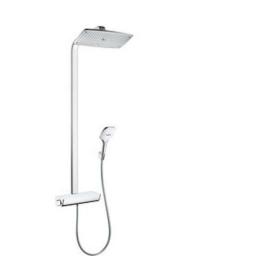 Sprchový systém Hansgrohe Raindance E na stěnu s termostatickou baterií bílá/chrom 27286400