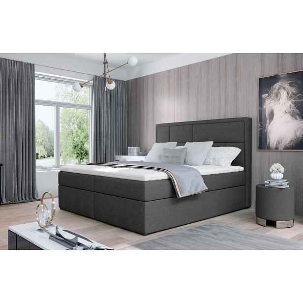 Boxspring BARBARIO 08 180x200, tmavě šedá látka