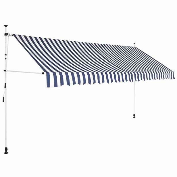 Ručně zatahovací markýza 350 cm Dekorhome Bílá / modrá