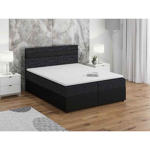 Postel boxspring MODENA 160x200 cm, černá látka/černá ekokůže