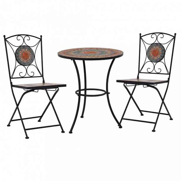 Mozaikový bistro set 3 ks keramika Dekorhome Šedá / oranžová