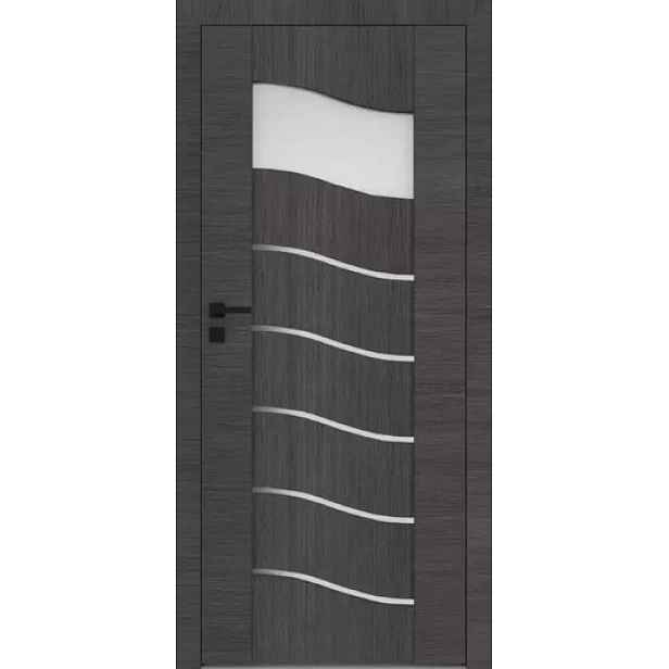 Interiérové rámové dveře Triesta 1 s horizontálním dekorativním prosklením ve tvaru vlnek. Dveře mají rám z MDF desky.