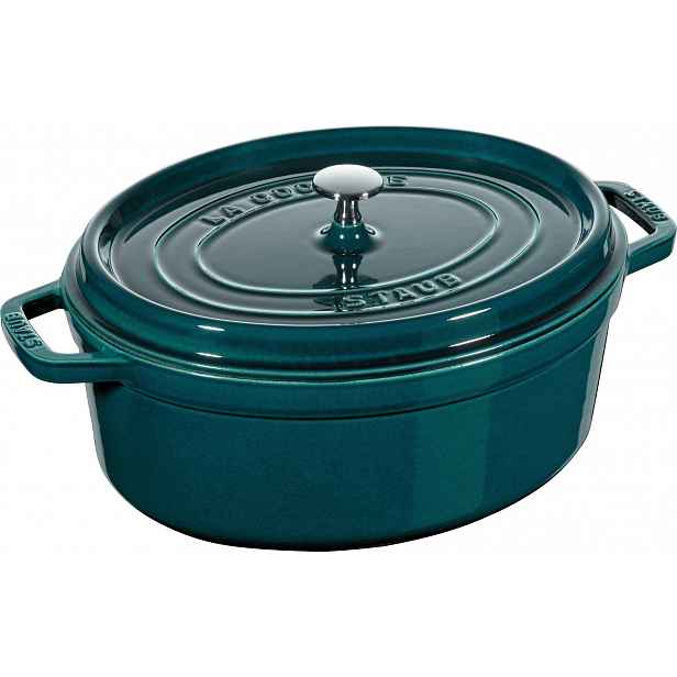 Staub Oválný litinový hrnec s poklicí Cocotte, mořská modř, 33 cm / 6,7 l 1103337