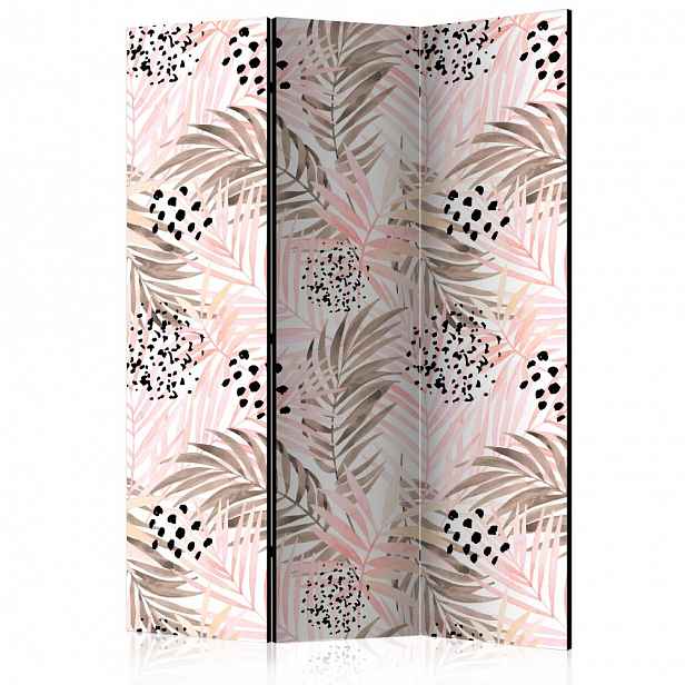 Paraván Pink Palm Leaves Dekorhome 135x172 cm (3-dílný)