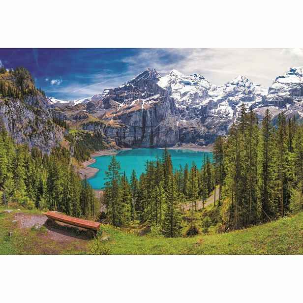 Puzzle Jezero Oeschinen Alpy, Švýcarsko 1500 dílků