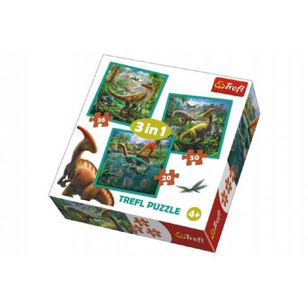 Puzzle 3v1 Svět Dinosaurů 20x19,5cm v krabici 28x28x6cm