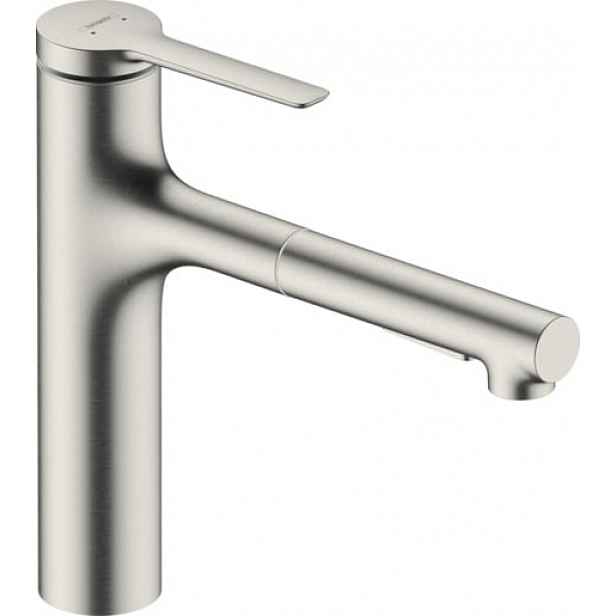 Dřezová baterie Hansgrohe Zesis M33 s vytahovací sprškou, 2 proudy nerez 74822800