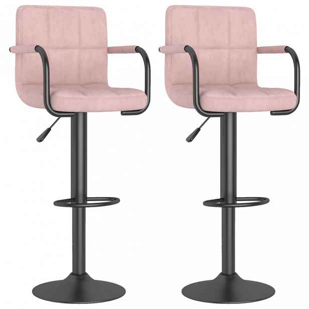 Barová židle 2 ks samet / kov Růžová