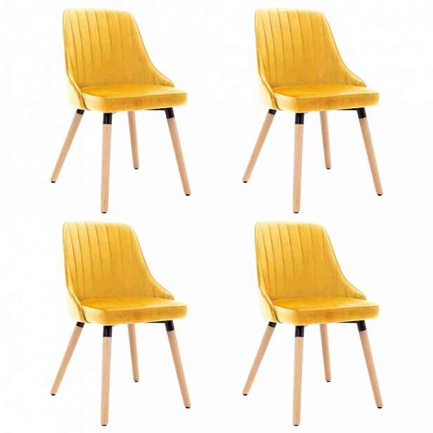 Jídelní židle 4 ks látka / buk Žlutá - výška: 88 cm