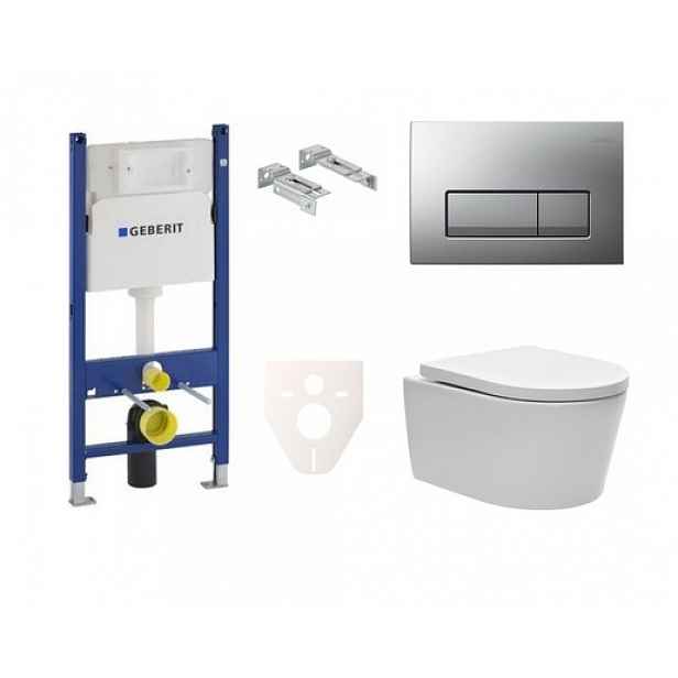 Závěsný set WC SAT Brevis, nádržka Geberit Duofix, tlačítko chrom mat SIKOGES7W8S