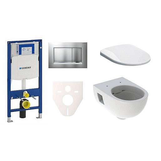 Závěsný set WC Geberit Selnova + modul Geberit Duofix s tlačítkem Sigma 30 (chrom mat)