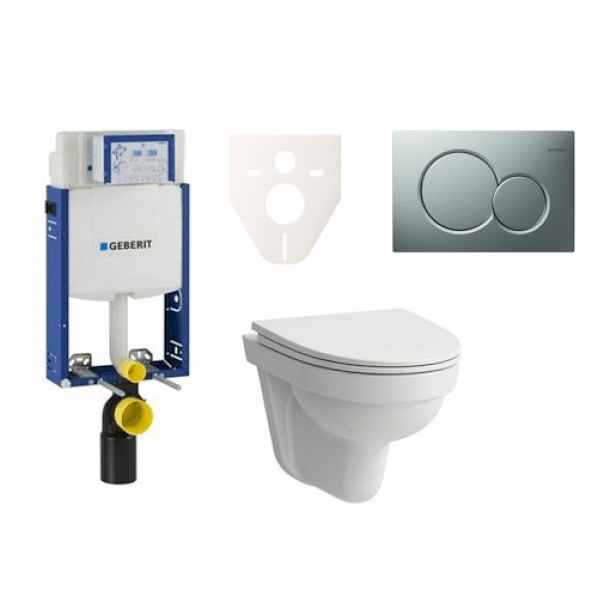 Závěsný set WC Laufen Pro Nordic + modul Geberit Kombifix s tlačítkem Sigma 01 (chrom mat) SIKOGE2H3