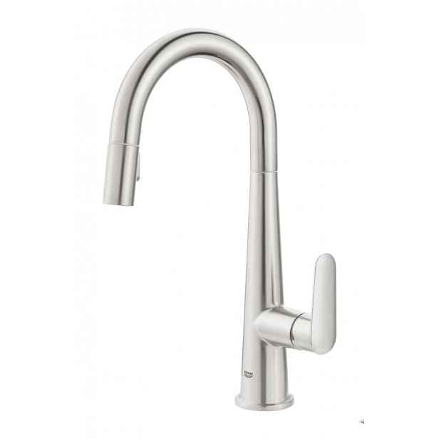 Dřezová baterie Grohe Veletto s vytahovací sprškou, 2 proudy supersteel 30419DC0