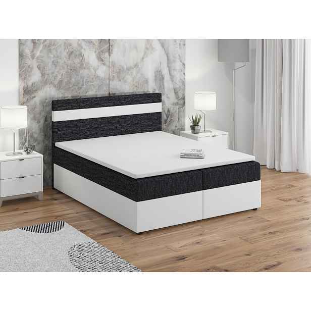 Postel boxspring MODENA 140x200 cm, černá látka/bílá ekokůže