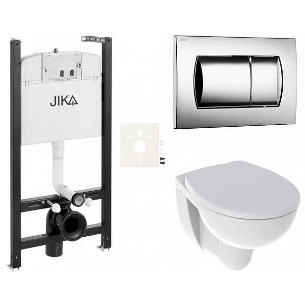 Závěsný set WC Esedra Aquablade, nádržka JIKA do sádrokartonu, tlačítko chrom lesk SIKOJSI2