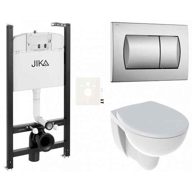 Závěsný set WC Esedra Aquablade, nádržka JIKA do sádrokartonu, tlačítko chrom mat SIKOJSI3