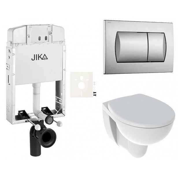 Závěsný set WC Esedra Aquablade, nádržka JIKA k zazdění, tlačítko chrom mat SIKOJI3