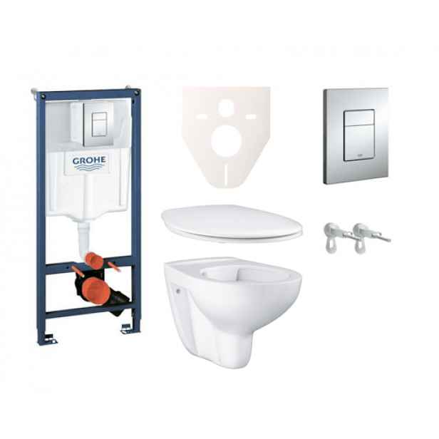 Závěsný set WC Bau Ceramic, nádržka Grohe Rapid SL, tlačítko Skate Cosmopolitan a upevňovací šrouby SIKOGRS3G0