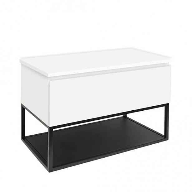 Koupelnová skříňka s krycí deskou SAT B-Way 99x57x45 cm bílá lesk BWAY100WDESK