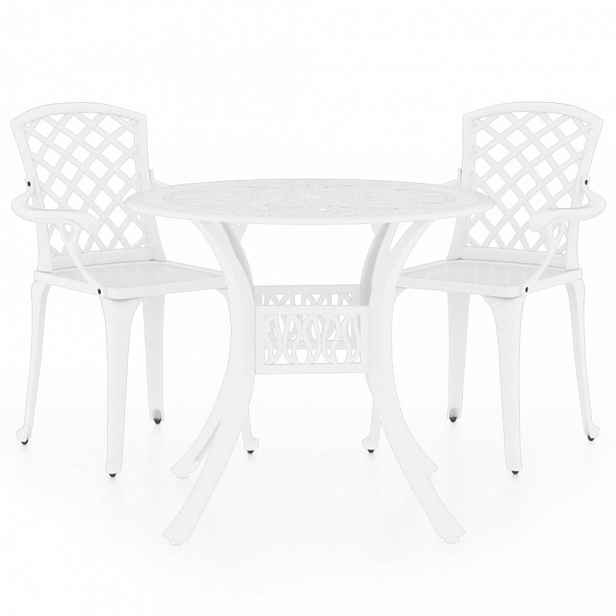 Zahradní bistro set 3 ks litý hliník Dekorhome Bílá