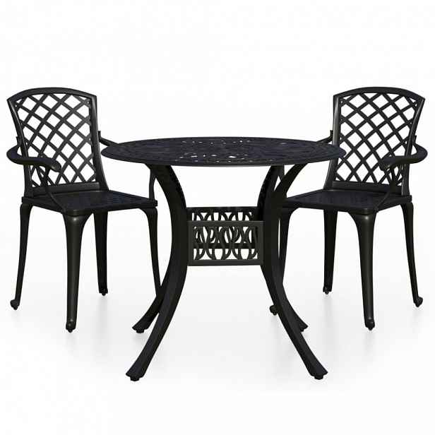 Zahradní bistro set 3 ks litý hliník Dekorhome Černá